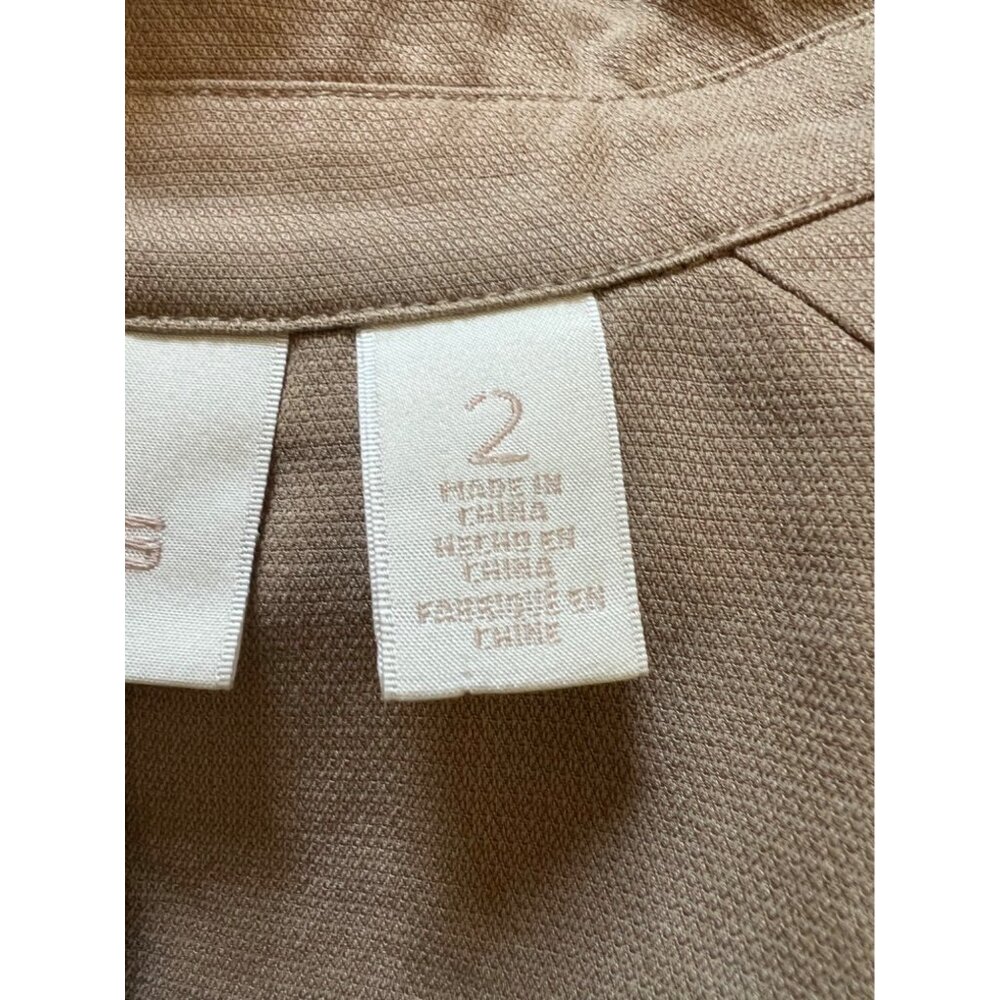 Chico's Jacket Blazer Open Collared Tan Brown Lyocell Neutral Business  2 Medium - Picture 10 of 10